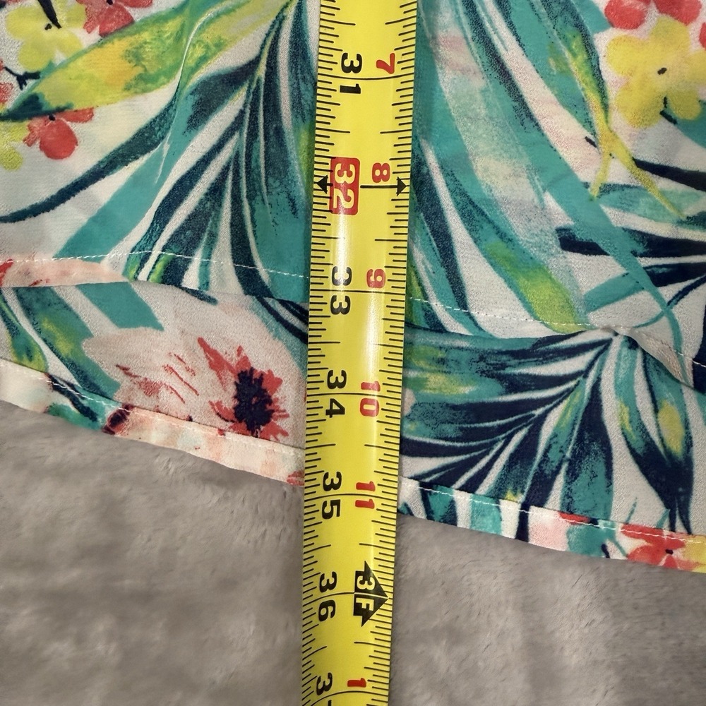 Merona Tropical Pom Pom Trim Floral Cover Up Dress Large Beach Resort Vacation - Picture 5 of 6
